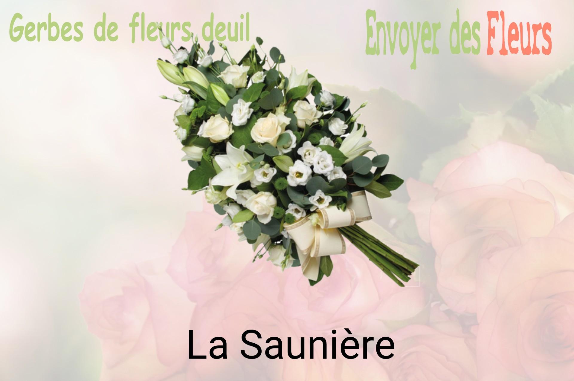 Gerbe de fleurs de deuil livrée à La Saunière